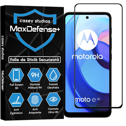Folie Sticla MaxDefense+ - Motorola Moto E30/Moto E40 - Negru