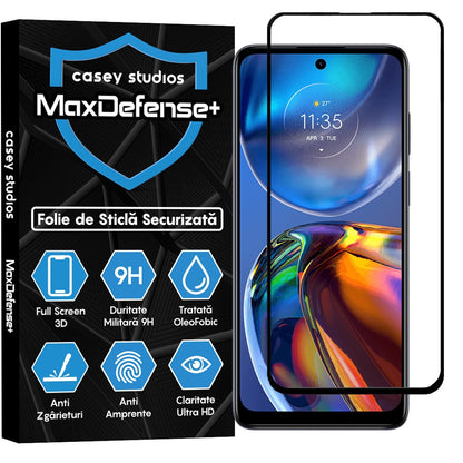 Folie Sticla MaxDefense+ - Motorola Moto E32/Moto E32s - Negru