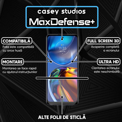 Folie Sticla MaxDefense+ - Motorola Moto E32/Moto E32s - Negru