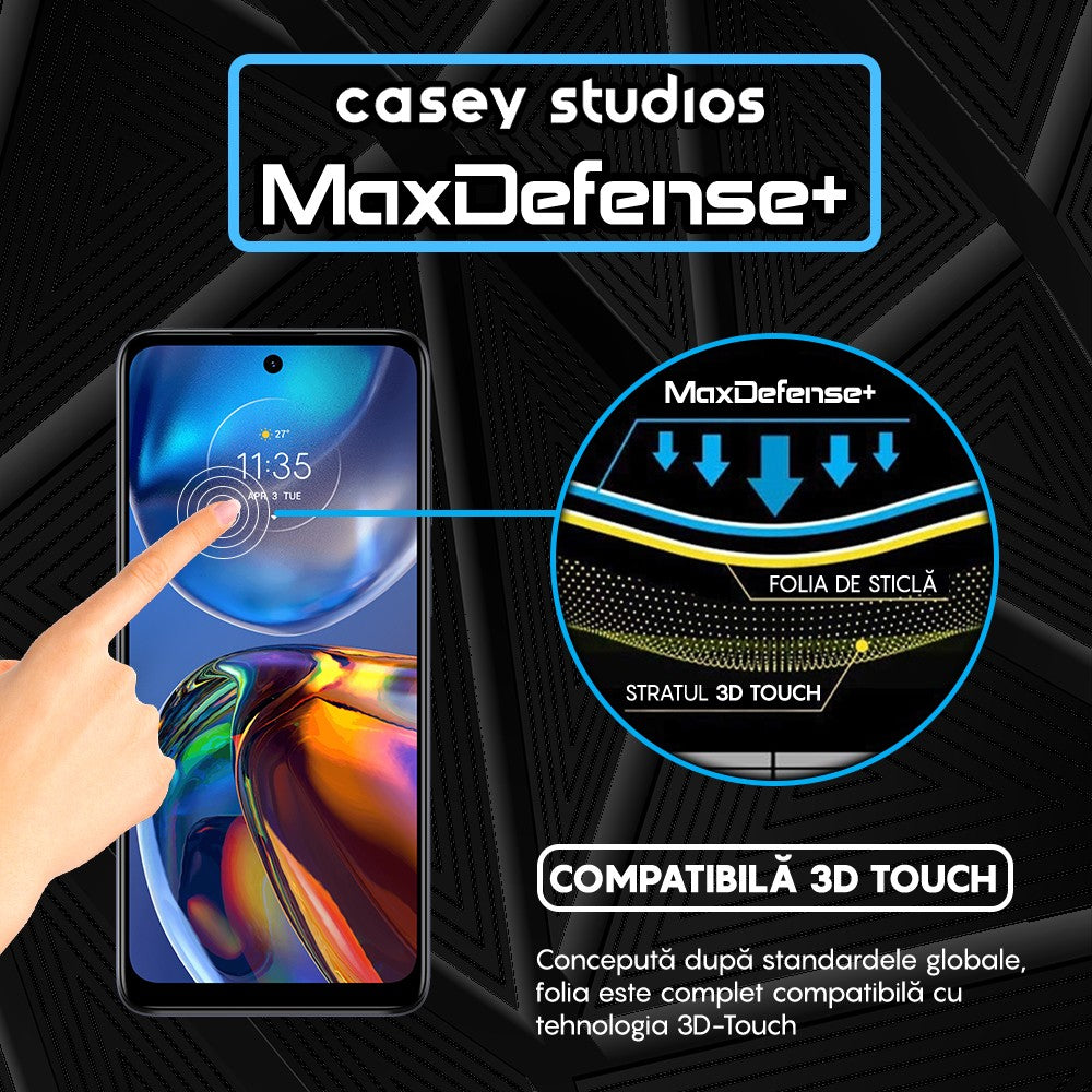 Folie Sticla MaxDefense+ - Motorola Moto E32/Moto E32s - Negru