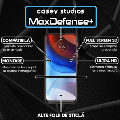 Folie Sticla MaxDefense+ - Motorola Moto E7 Power/Moto E7i Power - Negru