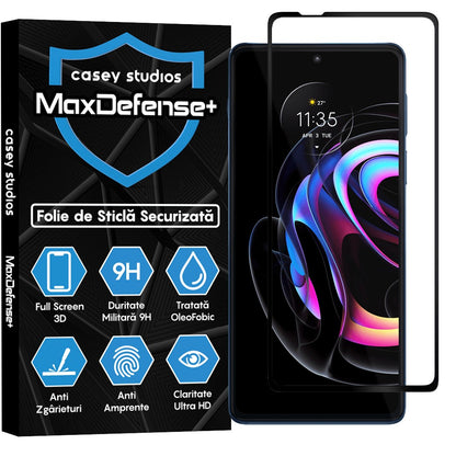 Folie Sticla MaxDefense+ - Motorola Moto Edge 20 Pro - Negru