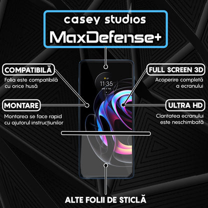 Folie Sticla MaxDefense+ - Motorola Moto Edge 20 Pro - Negru
