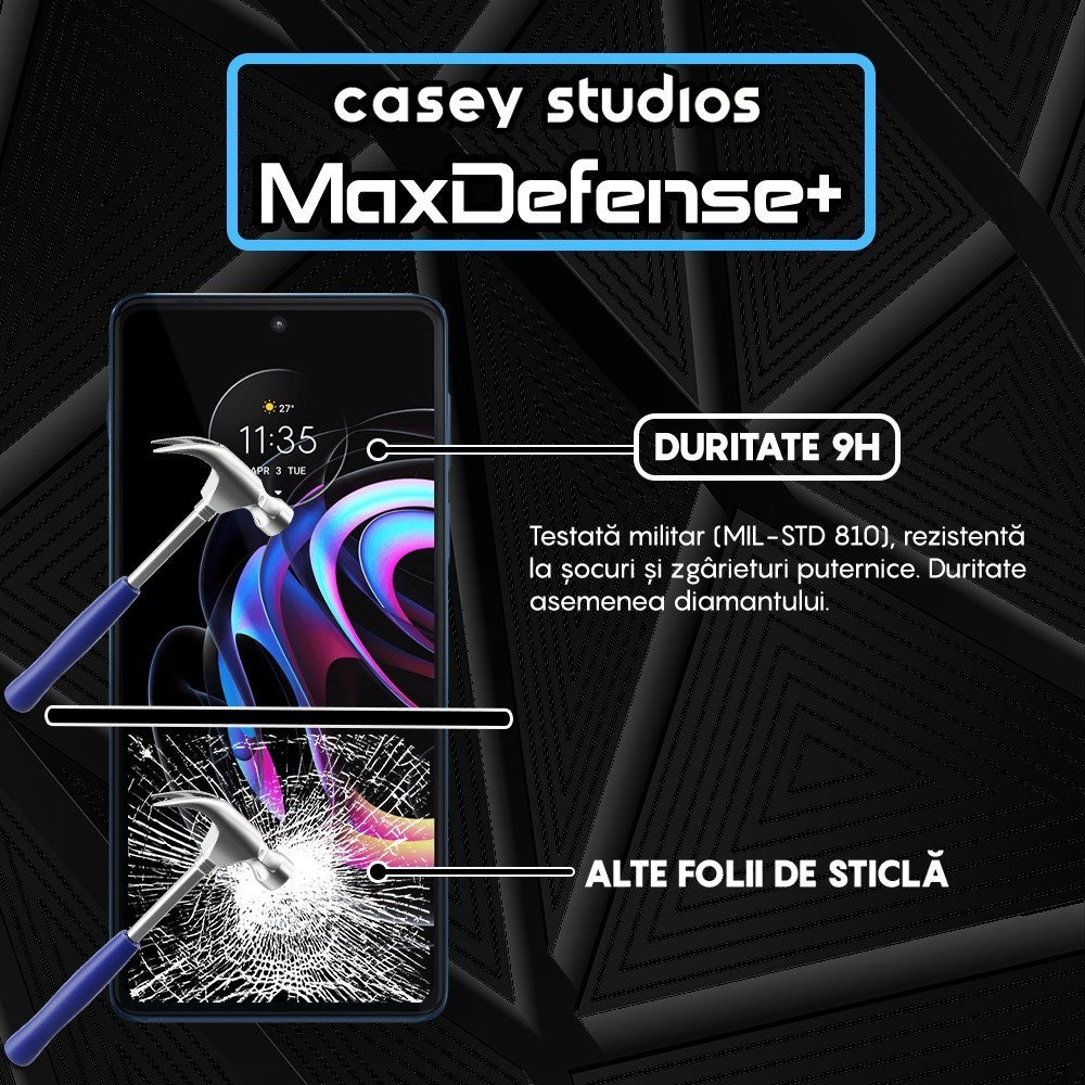 Folie Sticla MaxDefense+ - Motorola Moto Edge 20 Pro - Negru
