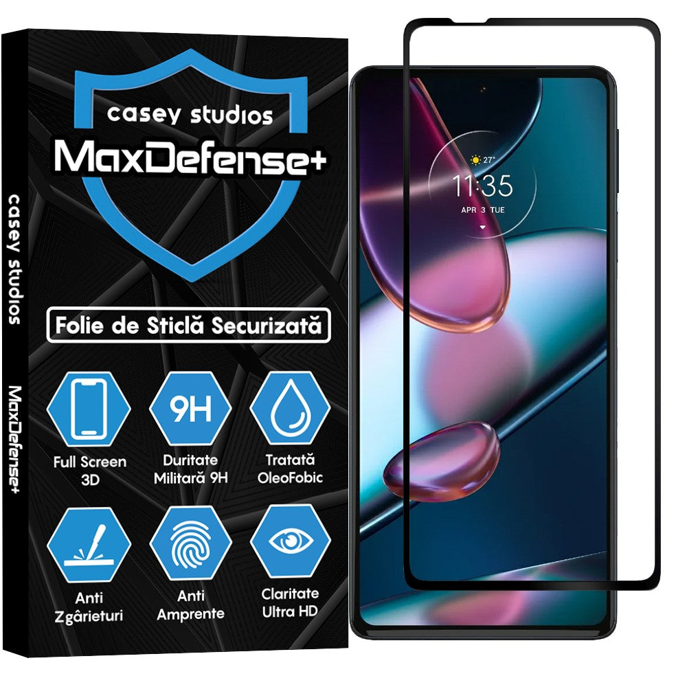 Folie Sticla MaxDefense+ - Motorola Moto Edge X30 - Negru