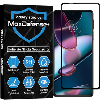Folie Sticla MaxDefense+ - Motorola Moto Edge X30 - Negru