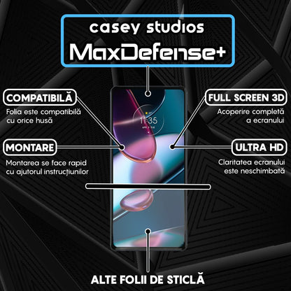 Folie Sticla MaxDefense+ - Motorola Moto Edge X30 - Negru