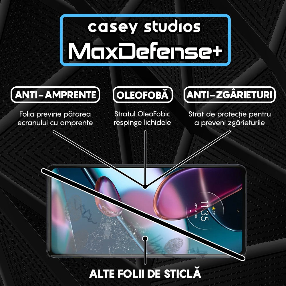 Folie Sticla MaxDefense+ - Motorola Moto Edge X30 - Negru