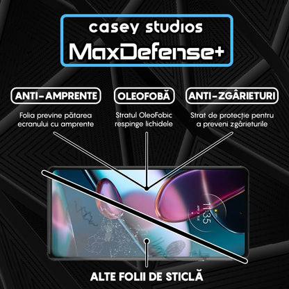 Folie Sticla MaxDefense+ - Motorola Moto Edge X30 - Negru