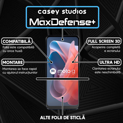 Folie Sticla MaxDefense+ - Motorola Moto G Play 2024 - Negru