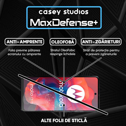 Folie Sticla MaxDefense+ - Motorola Moto G04s - Negru