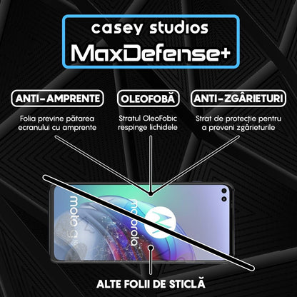 Folie Sticla MaxDefense+ - Motorola Moto G100 - Negru