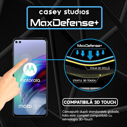 Folie Sticla MaxDefense+ - Motorola Moto G100 - Negru