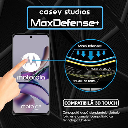 Folie Sticla MaxDefense+ - Motorola Moto G13 - Negru