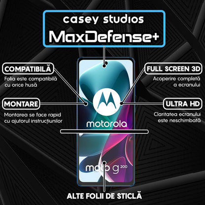 Folie Sticla MaxDefense+ - Motorola Moto G200 5G - Negru