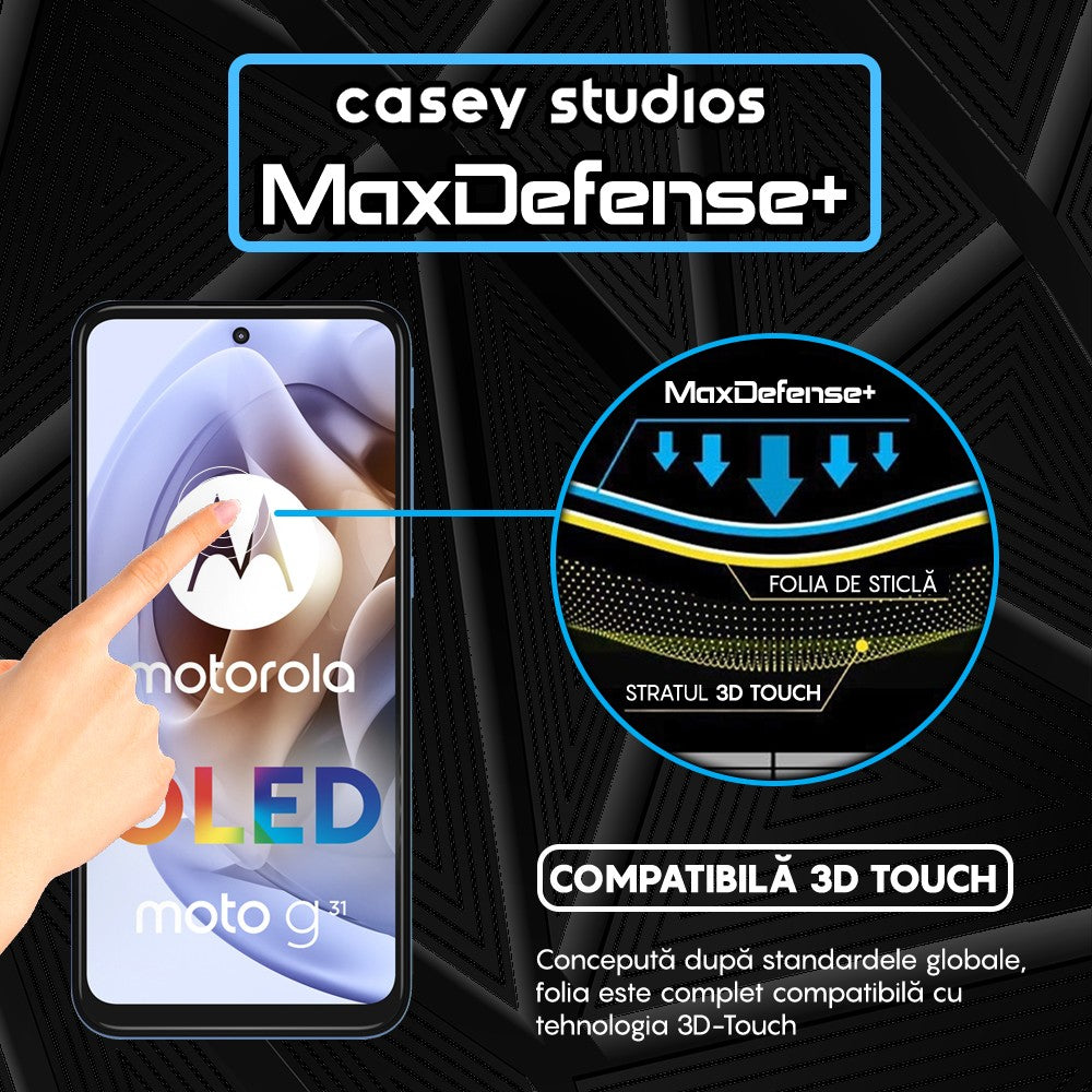 Folie Sticla MaxDefense+ - Motorola Moto G31/Moto G41/Moto G62 5G/Moto G71 5G - Negru