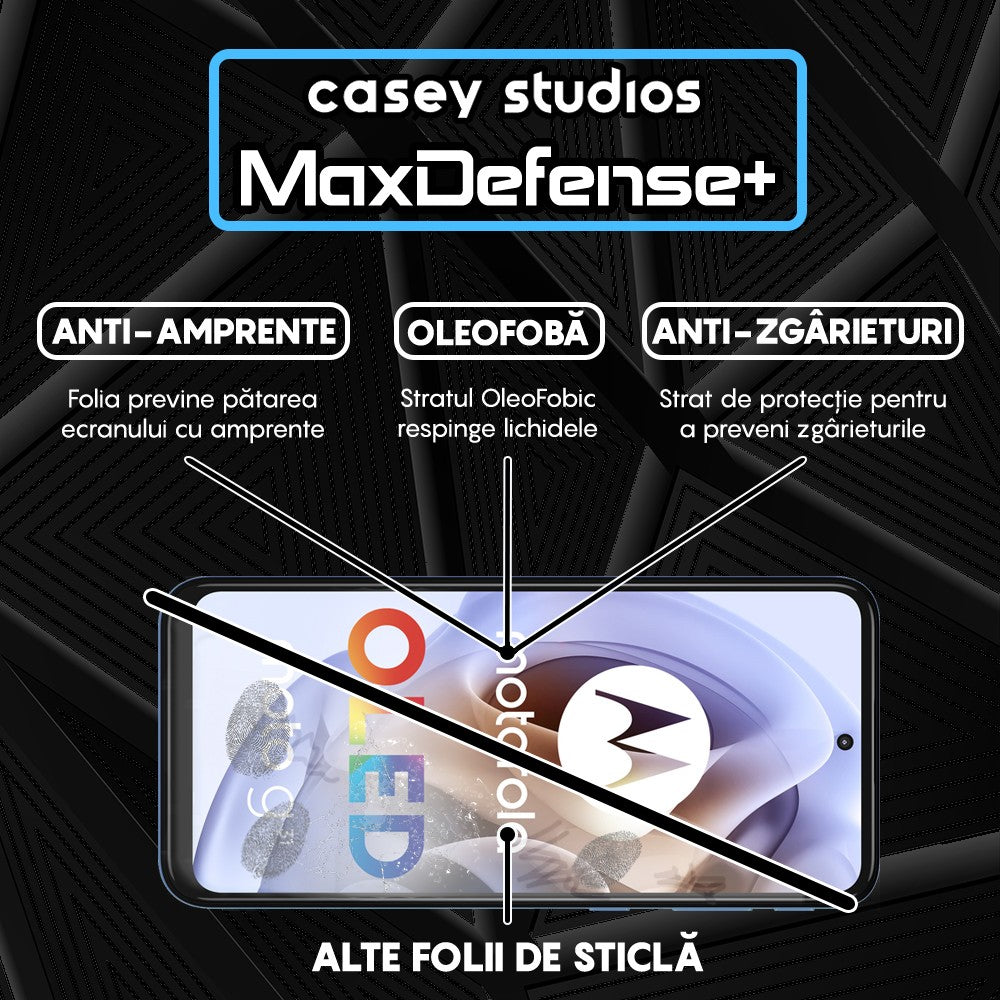 Folie Sticla MaxDefense+ - Motorola Moto G31/Moto G41/Moto G62 5G/Moto G71 5G - Negru