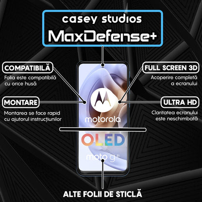 Folie Sticla MaxDefense+ - Motorola Moto G31/Moto G41/Moto G62 5G/Moto G71 5G - Negru