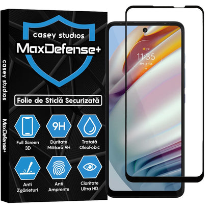 Folie Sticla MaxDefense+ - Motorola Moto G60/Moto G60S - Negru