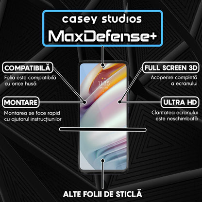 Folie Sticla MaxDefense+ - Motorola Moto G60/Moto G60S - Negru