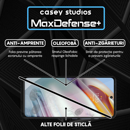 Folie Sticla MaxDefense+ - Motorola Moto G60/Moto G60S - Negru