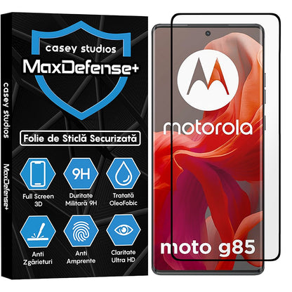 Folie Sticla MaxDefense+ - Motorola Moto G85 - Negru