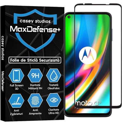 Folie Sticla MaxDefense+ - Motorola Moto G9 Plus - Negru