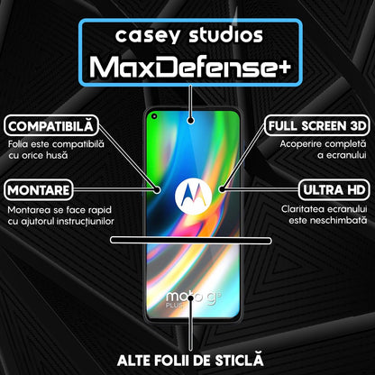 Folie Sticla MaxDefense+ - Motorola Moto G9 Plus - Negru