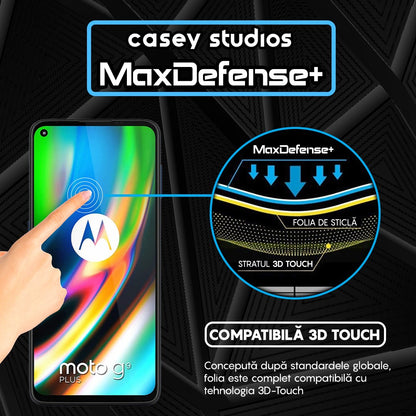 Folie Sticla MaxDefense+ - Motorola Moto G9 Plus - Negru