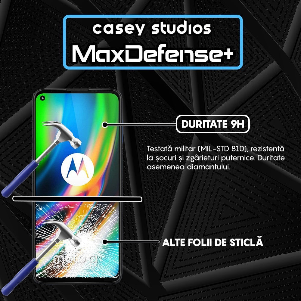 Folie Sticla MaxDefense+ - Motorola Moto G9 Plus - Negru