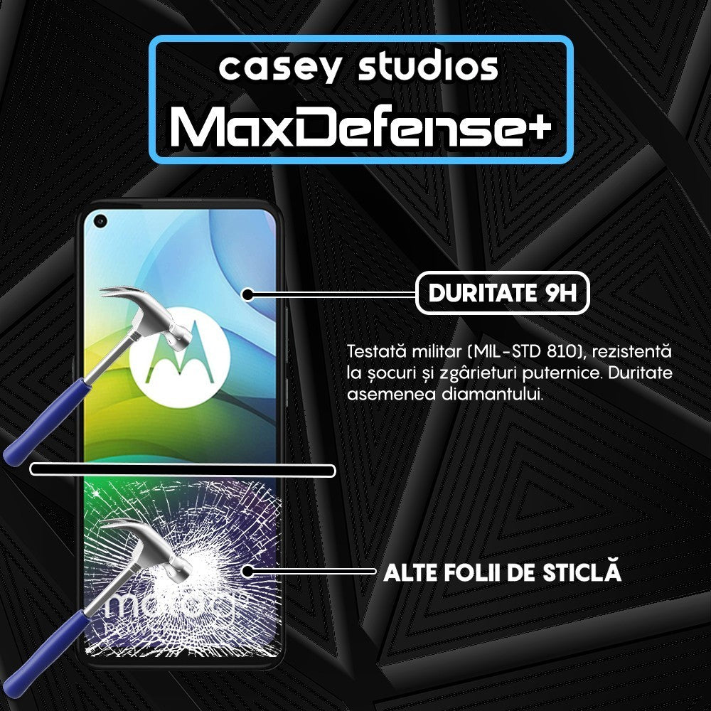Folie Sticla MaxDefense+ - Motorola Moto G9 Power - Negru