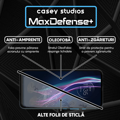 Folie Sticla MaxDefense+ - Motorola Moto One Fusion Plus - Negru