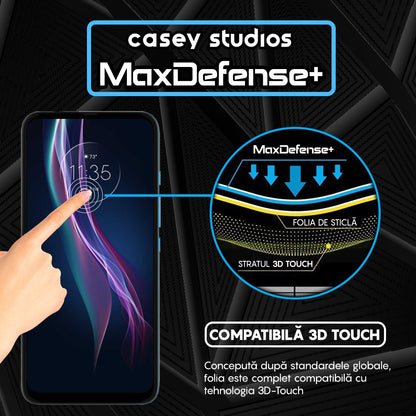 Folie Sticla MaxDefense+ - Motorola Moto One Fusion Plus - Negru