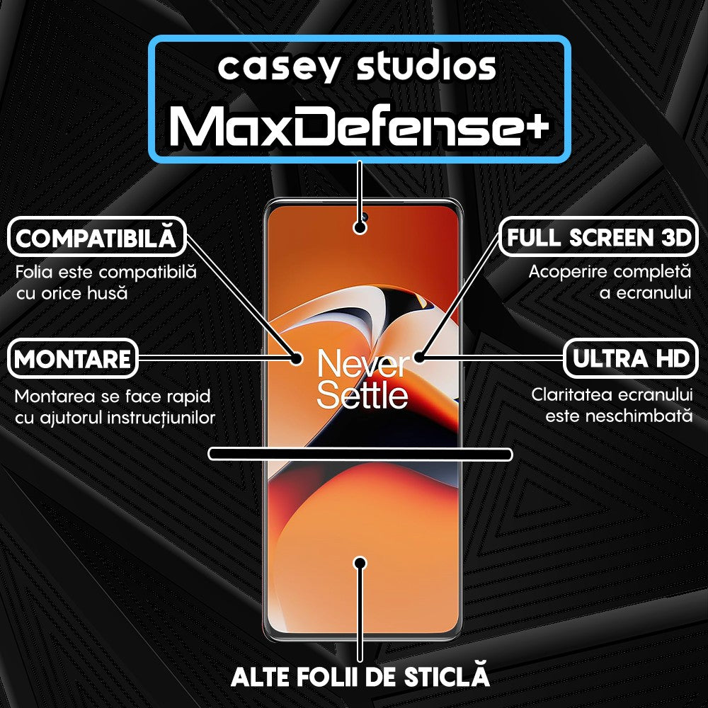 Folie Sticla MaxDefense+ - OnePlus 11R - Negru