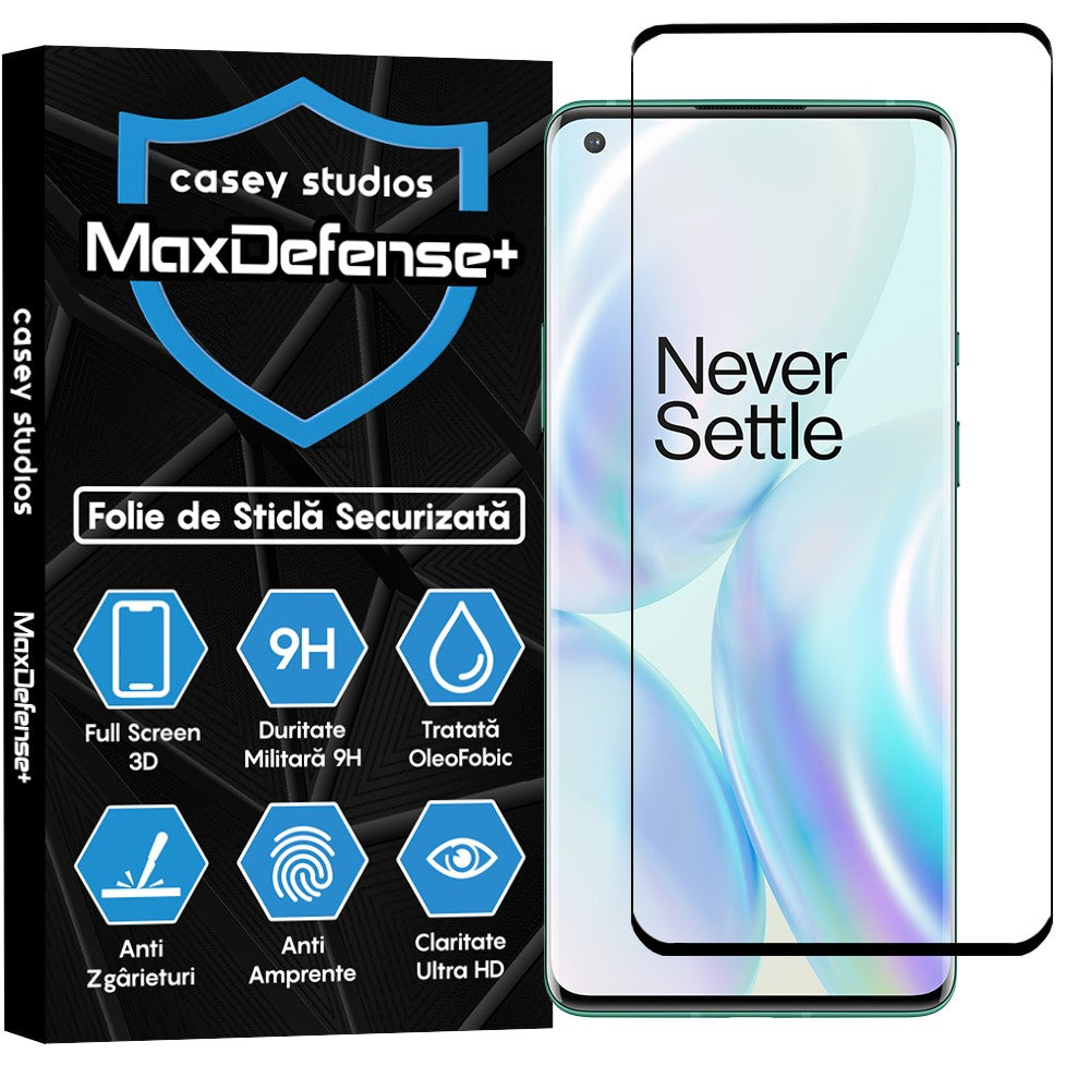 Folie Sticla MaxDefense+ - OnePlus 8 - Negru