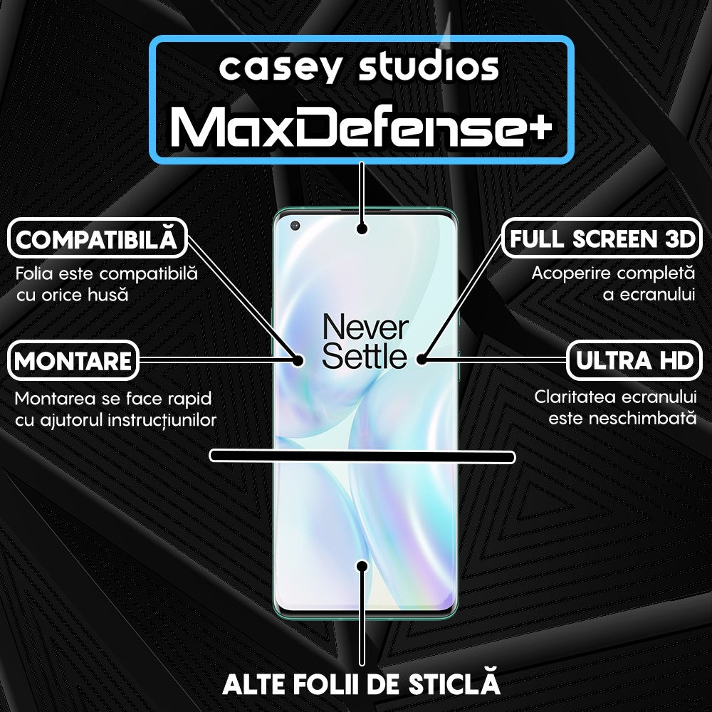Folie Sticla MaxDefense+ - OnePlus 8 - Negru