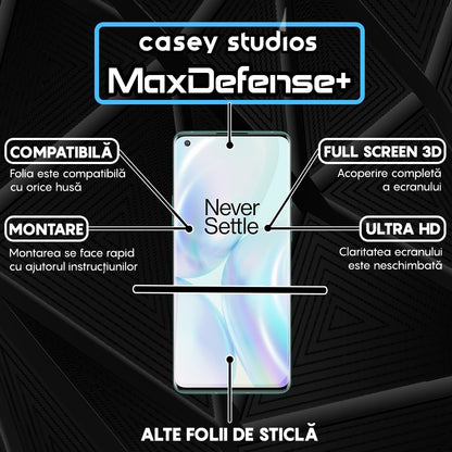 Folie Sticla MaxDefense+ - OnePlus 8 - Negru