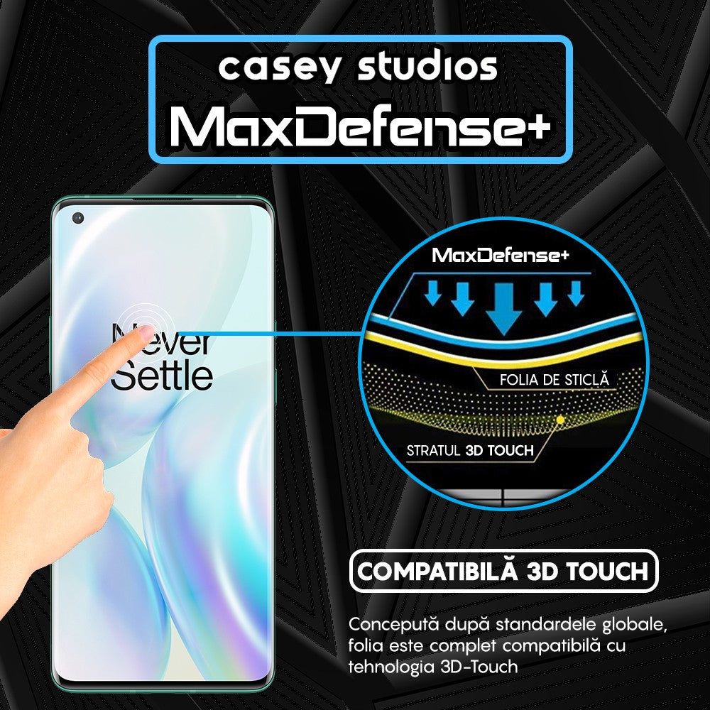 Folie Sticla MaxDefense+ - OnePlus 8 Pro - Negru