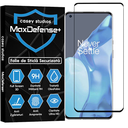 Folie Sticla MaxDefense+ - OnePlus 9 - Negru