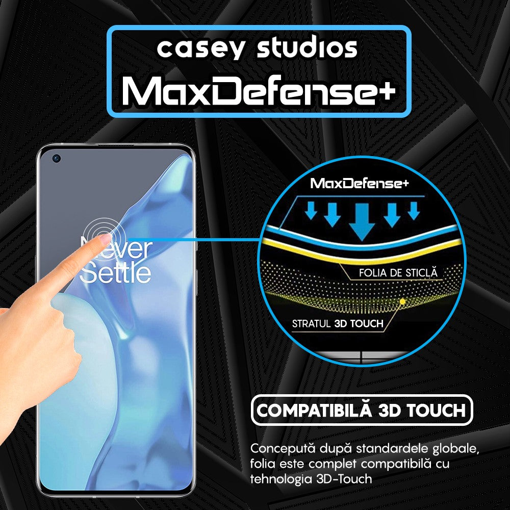 Folie Sticla MaxDefense+ - OnePlus 9 - Negru