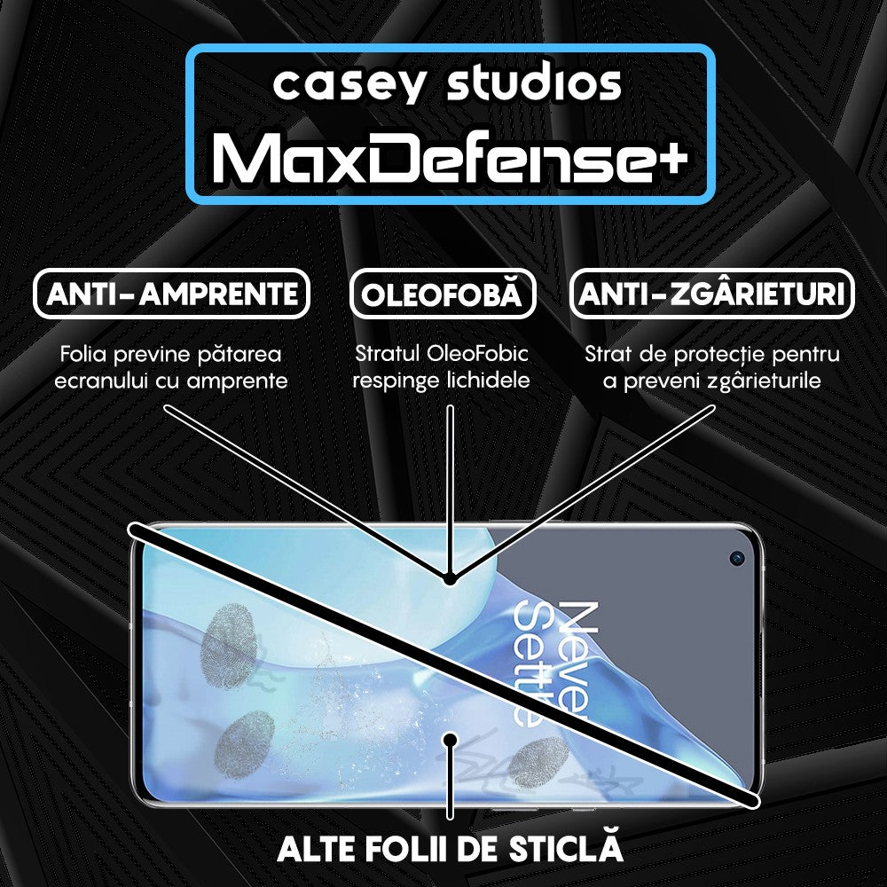 Folie Sticla MaxDefense+ - OnePlus 9 - Negru