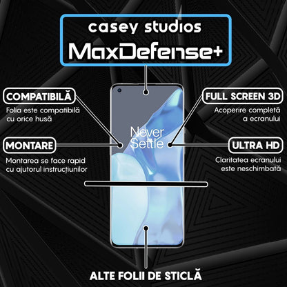 Folie Sticla MaxDefense+ - OnePlus 9 - Negru