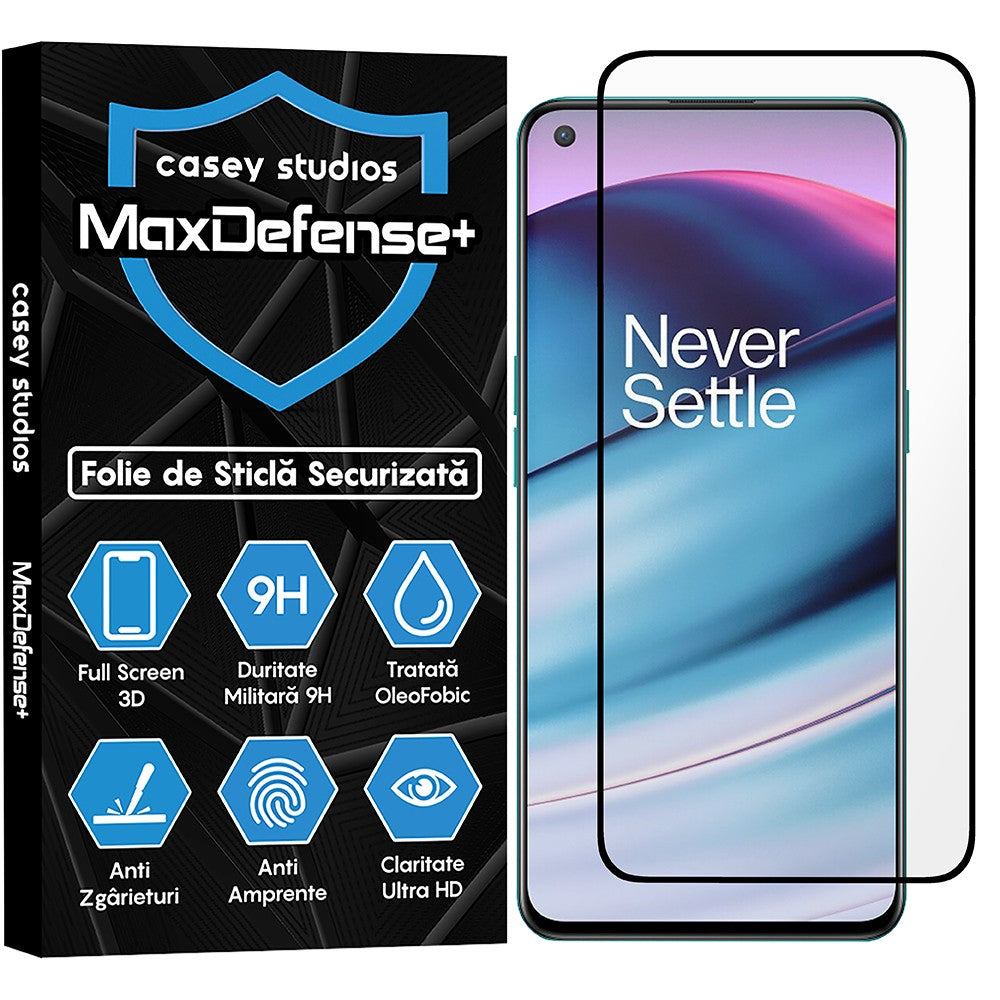 Folie Sticla MaxDefense+ - OnePlus Nord 2T/Nord CE 5G - Negru
