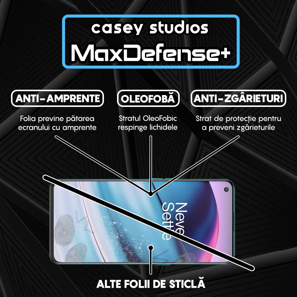 Folie Sticla MaxDefense+ - OnePlus Nord 2T/Nord CE 5G - Negru