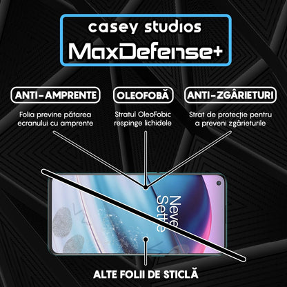 Folie Sticla MaxDefense+ - OnePlus Nord 2T/Nord CE 5G - Negru