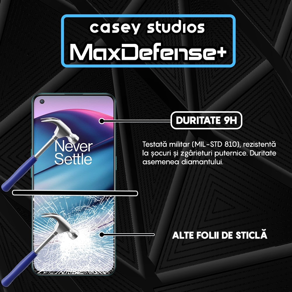 Folie Sticla MaxDefense+ - OnePlus Nord 2T/Nord CE 5G - Negru