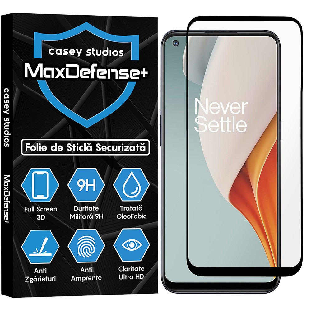 Folie Sticla MaxDefense+ - OnePlus Nord CE 2 Lite 5G/Nord N100 - Negru