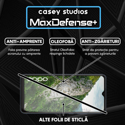 Folie Sticla MaxDefense+ - Oppo A15/A15s/A16/A16s/A54s - Negru