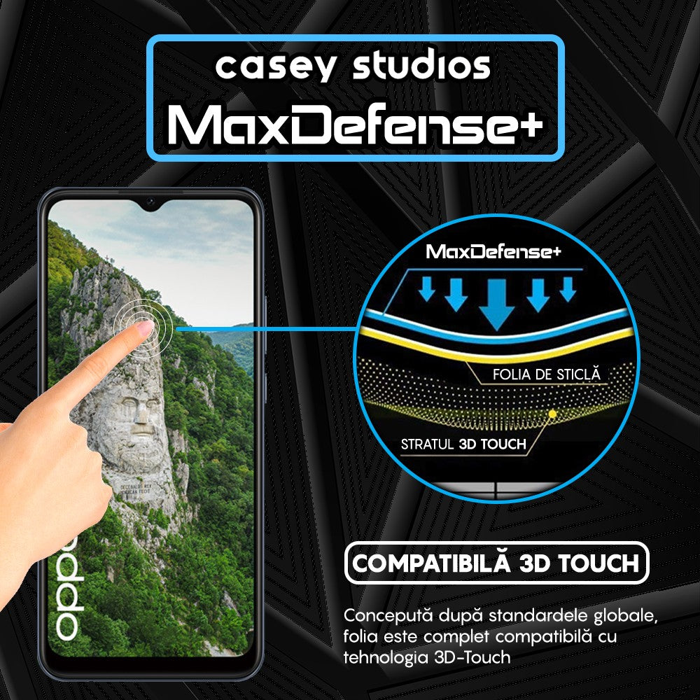 Folie Sticla MaxDefense+ - Oppo A15/A15s/A16/A16s/A54s - Negru