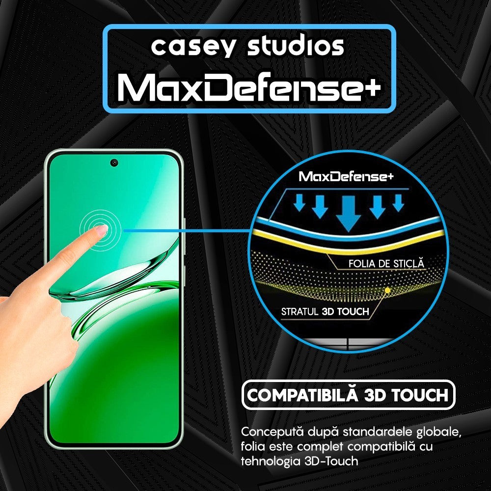 Folie Sticla MaxDefense+ - Oppo A3 - Negru
